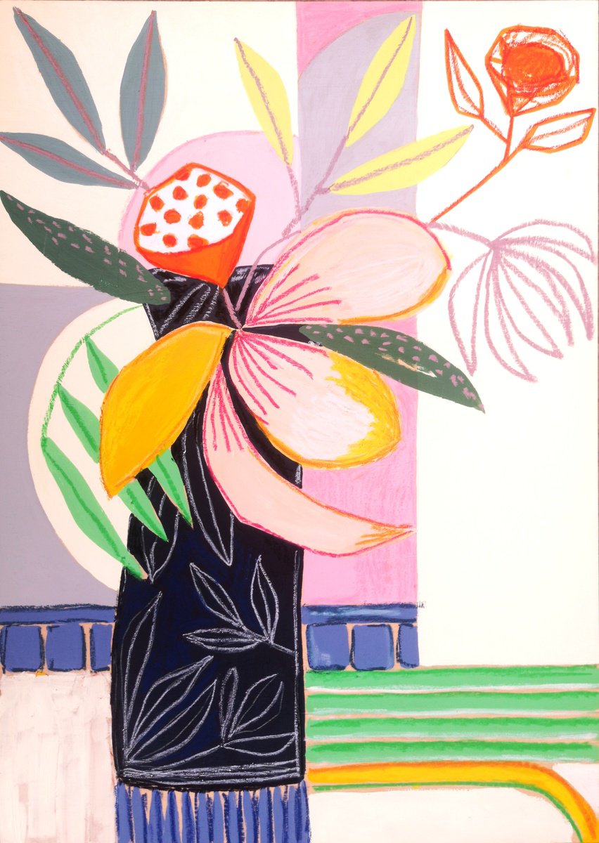 Impressionistic Still Life Painting By Marisa Anon, 20 X 28", The Colorful Room Xv, Original Artwork