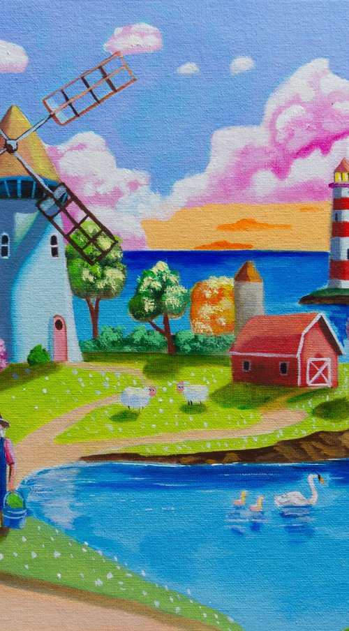 Sunset by the Windmill by Gordon Bruce