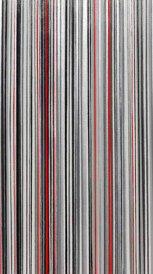 Gray Silver Red by Alyse Radenovic