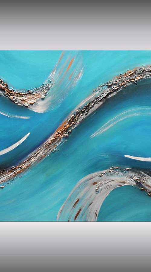 Breakers - Abstract Supersize Painting- Acrylic Canvas Art - Wall Art - Large Painting - Blue Art - Modern Art by Edelgard Schroer