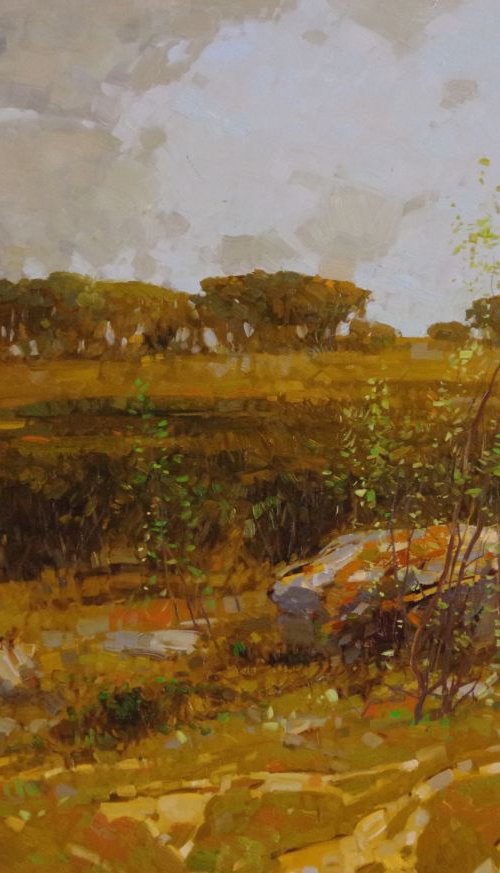 Path through the Meadow, Landscape, Original oil painting, Large size painting, One of a kind Signed with Certificate of Authenticity by Vahe Yeremyan