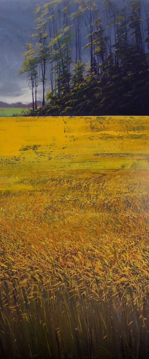 'Blue Trees Copse III' Large English Landscape Oil Painting by Simon Jones