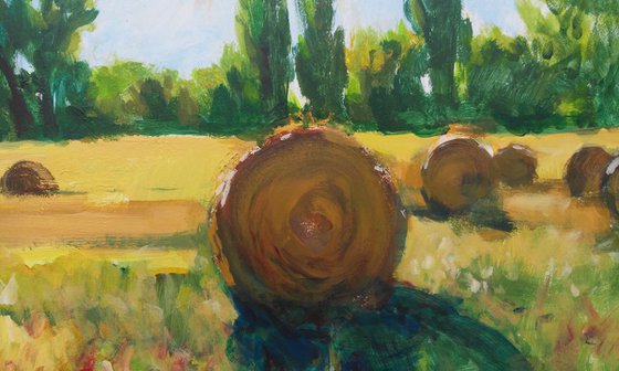 Bales of hay.60X40cm.Original acrylic painting.