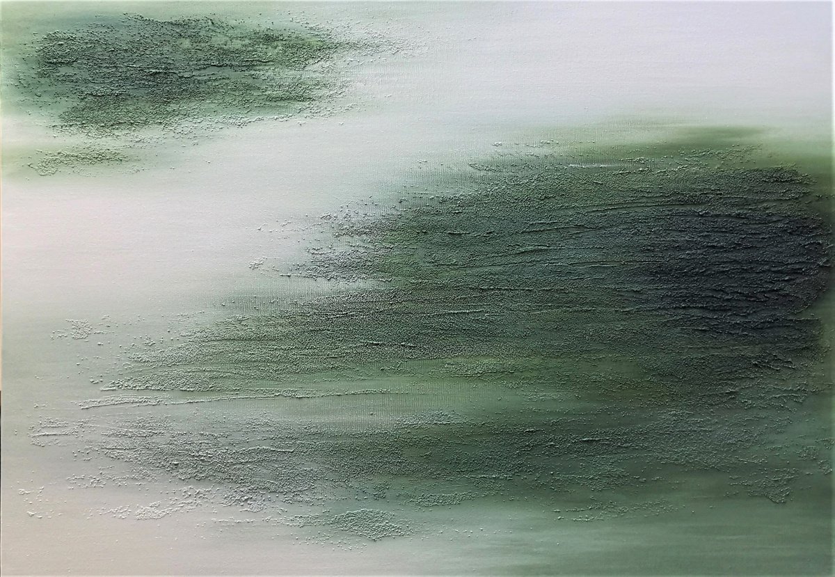 Abstract Landscape Oil Painting By Elena Mosurak, 39 X 28, Quiet Place, Original Artwork