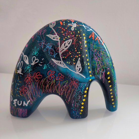 Pair of pop art elephant sculptures