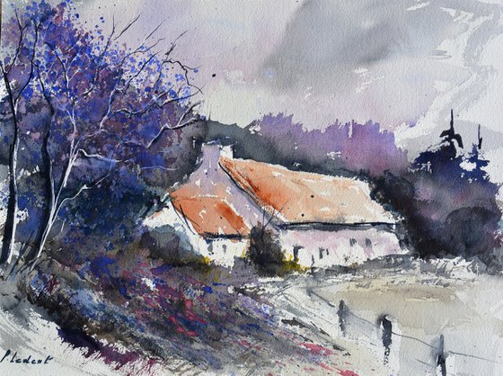 old house  watercolor