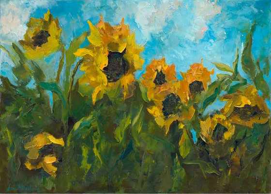 Sunflowers - yellow flowers portrait