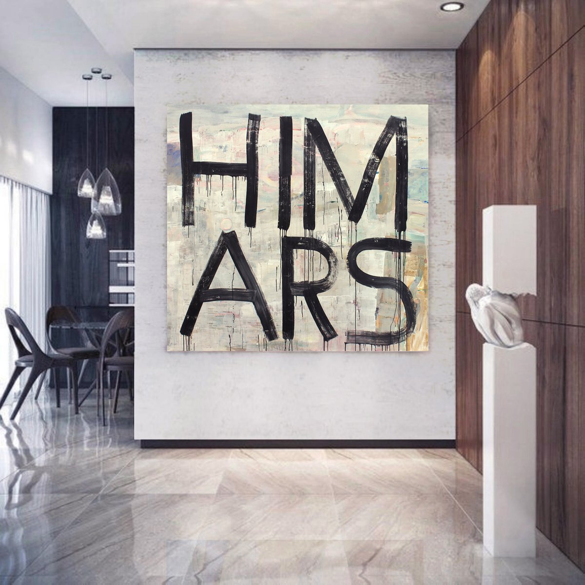 Typographic Abstract Acrylic Painting By Sergiy Dekalyuk, 81 X 76", Himars, Original Artwork