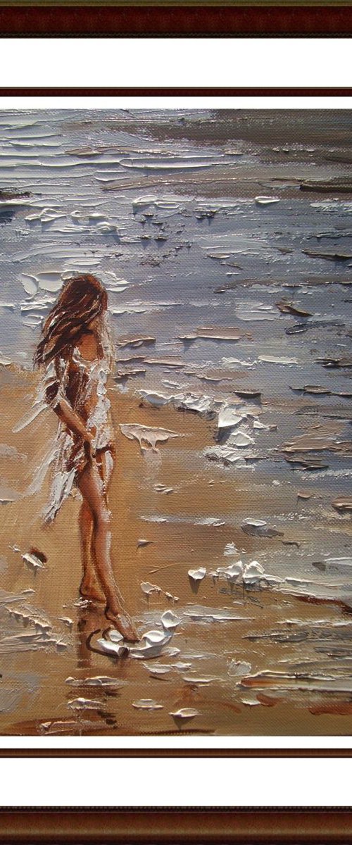 " COLD WATER ... " original painting palette knife GIFT MODERN URBAN ART OFFICE ART DECOR HOME DECOR GIFT IDEA by Monika Luniak