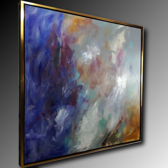 large abstract painting-120x120-cm-framed-title-c481