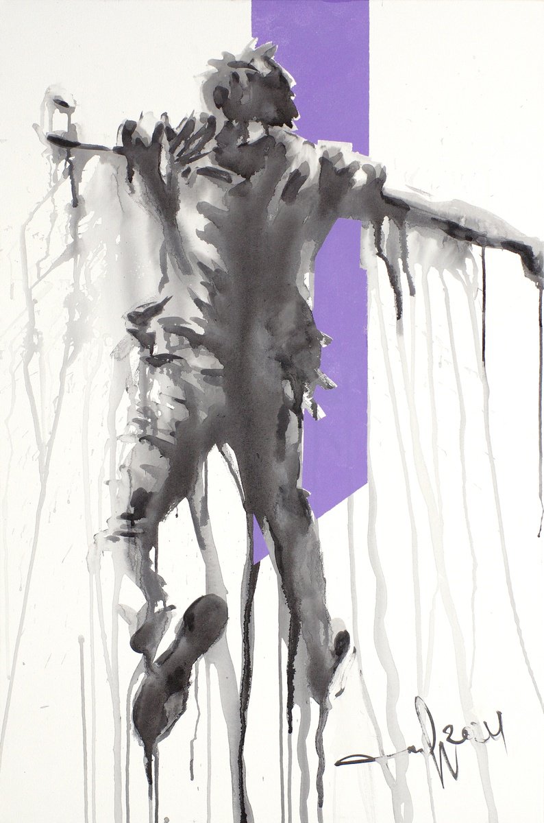 Urban And Pop Portrait Acrylic Painting By Dmytro Filatov, 31 X 47, Jump, Original Artwork