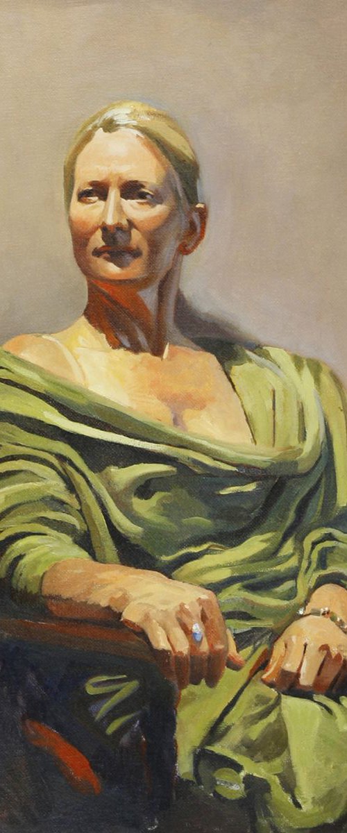 Lady in the green shawl by Tatyana Holodnova