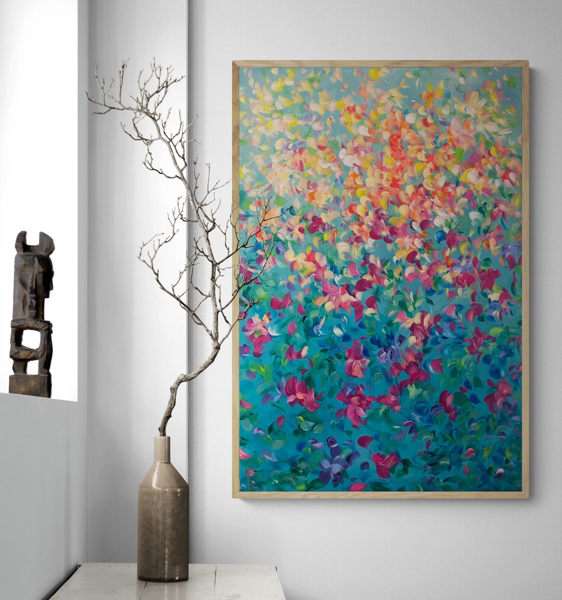 Organic Botanical Acrylic Painting By Katherine Spiller, 37 X 25", Birds Of Paradise, Original Artwork