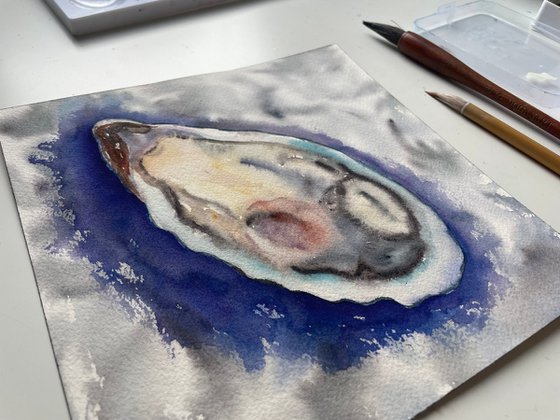 Oyster Watercolor Painting