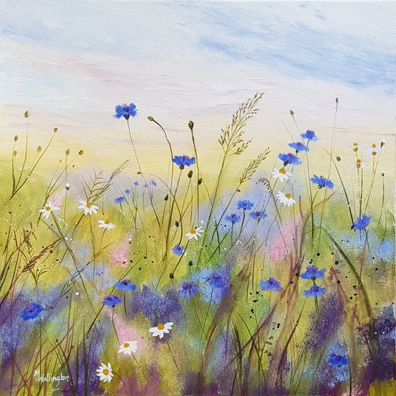 Cornflowers in the Meadow (Meadow Painting)