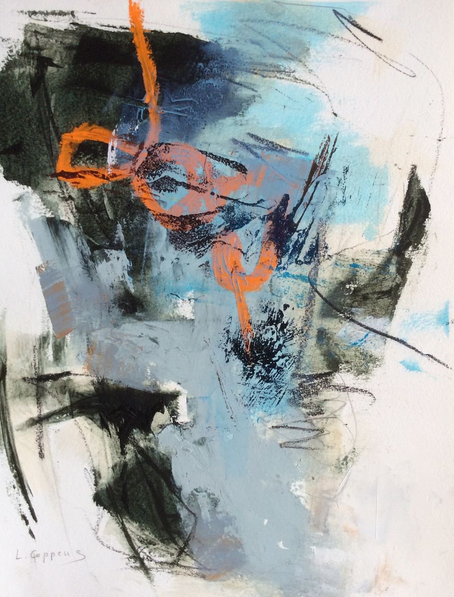 Abstract Oil Painting By Linda Coppens, 12 X 16", Ab O-Pa_Arches_082017-4, Original Artwork