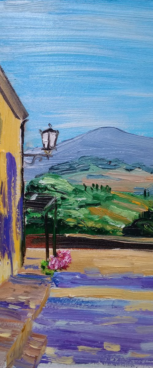 Evening Tuscany landscape with long shadows by Dmitry Fedorov