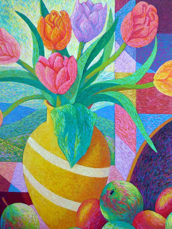 STILL LIFE OF FRUIT & FLOWERS