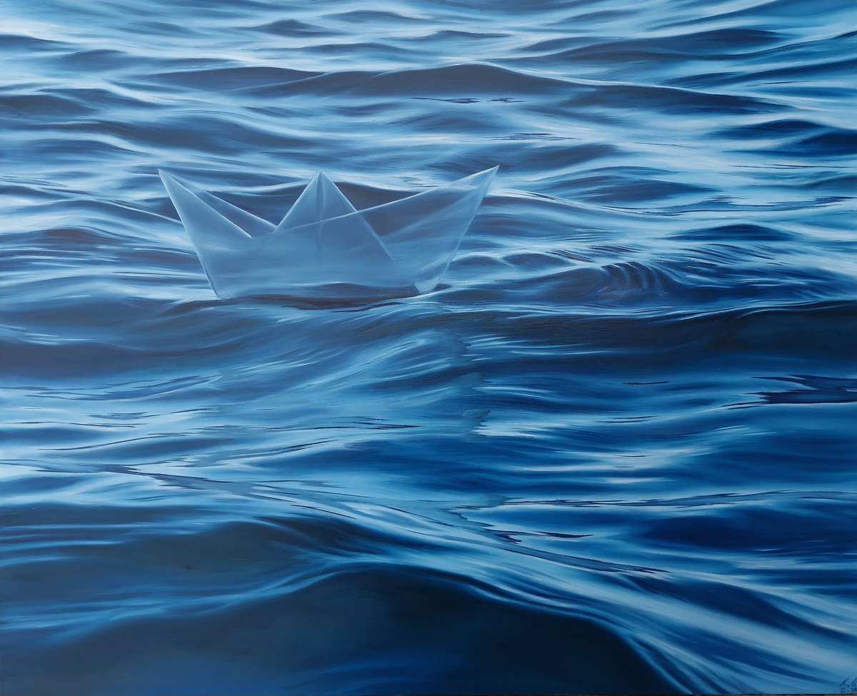 Surrealistic Landscape Oil Painting By Alina Hubarenko, 20 X 16, Ghost Of Carefree Days, Original Artwork