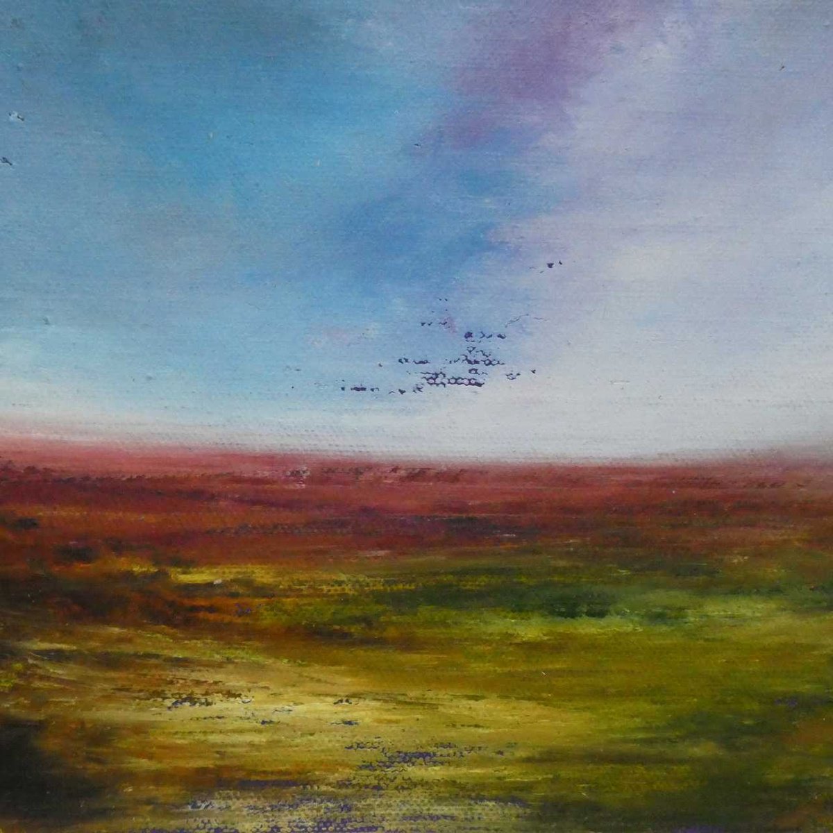 Expressive Landscape Acrylic Painting By Oconnart, 10 X 10", Peat Hags, Original Artwork