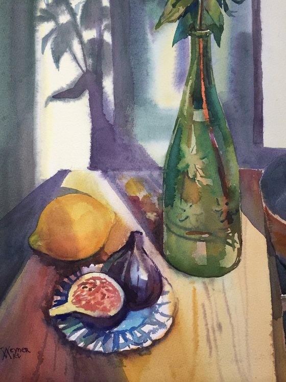 Still life with figs and lemon.