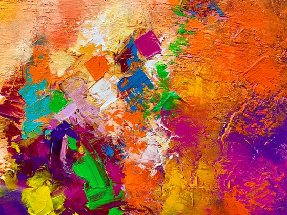 Here Comes The Summer - XL LARGE,  TEXTURED, PALETTE KNIFE, BOLD ABSTRACT ART – EXPRESSIONS OF ENERGY AND LIGHT. READY TO HANG!