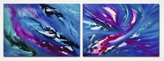 Blue Sky, Diptych, n° 2 Paintings, 200x70 cm