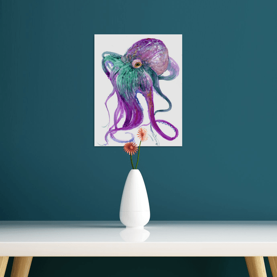 Octopus, Purple and Turquoise