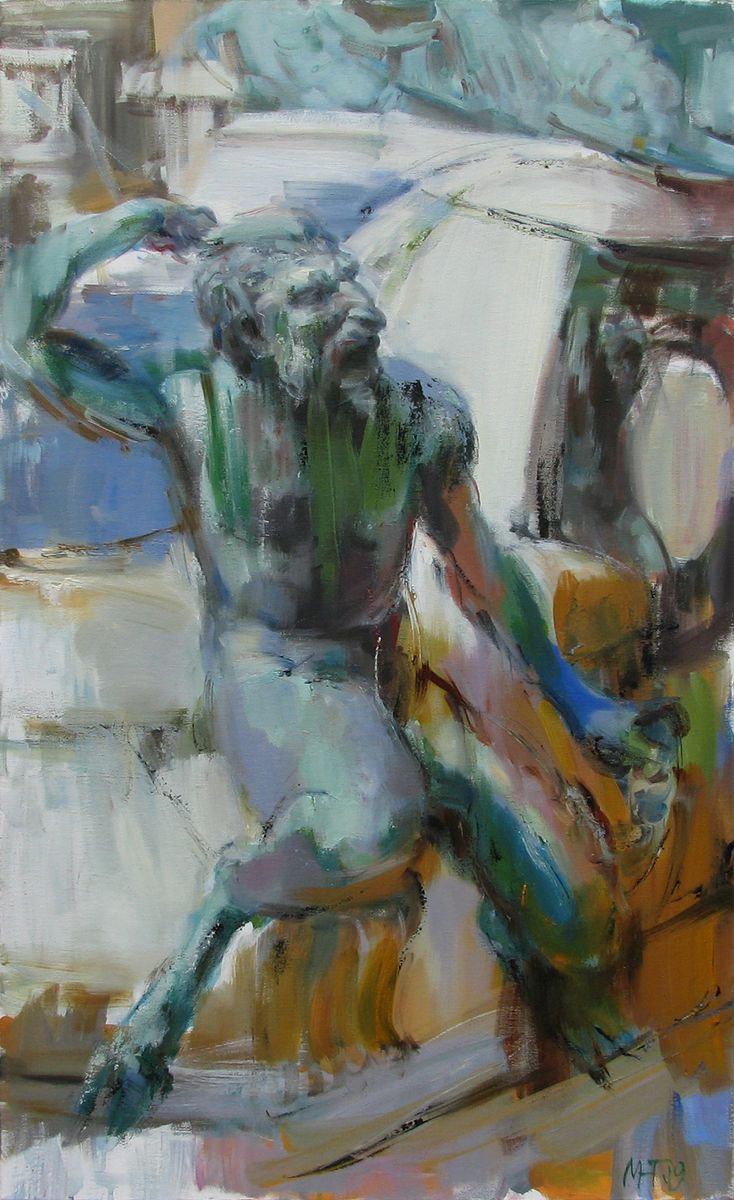 Impressionistic Cityscapes Oil Painting By Nelina Trubach-Moshnikova, 22 X 35", Satyr, Original Artwork