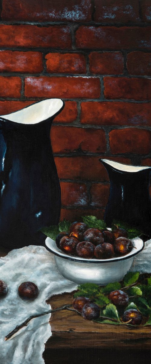 "The still life with blue jugs" by Oleg Baulin