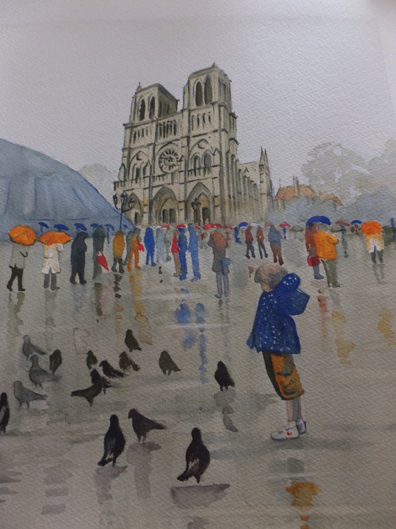 Notre Dame de Paris in the Rain