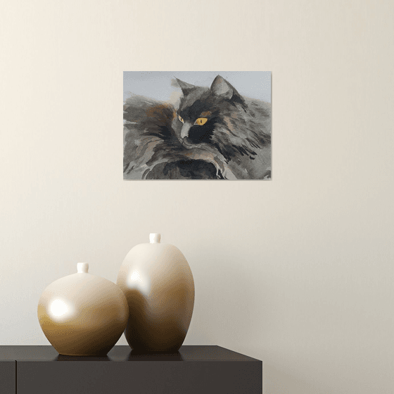 Amber Eyes cat painting