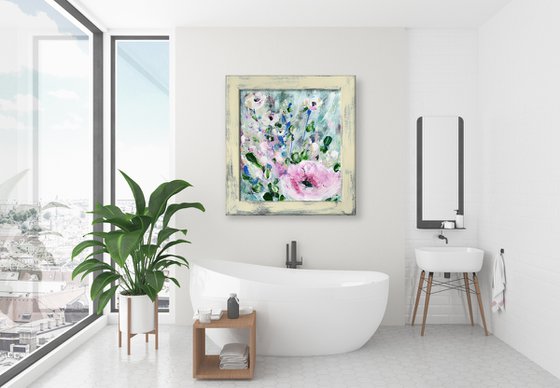 Shea's Blooms - Framed Floral Painting by Kathy Morton Stanion