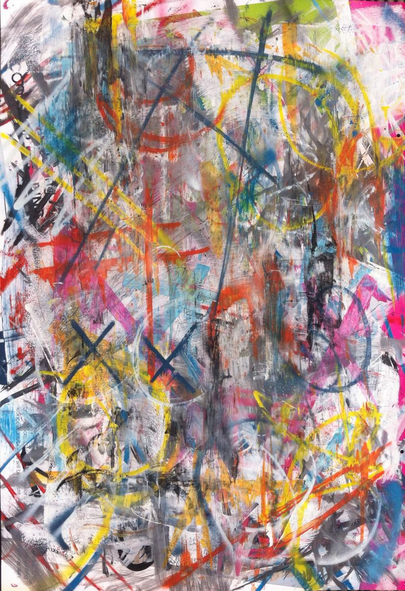 Abstract Painting By The Most Active, 26 X 39", Let Me Go Ahead, Original Artwork