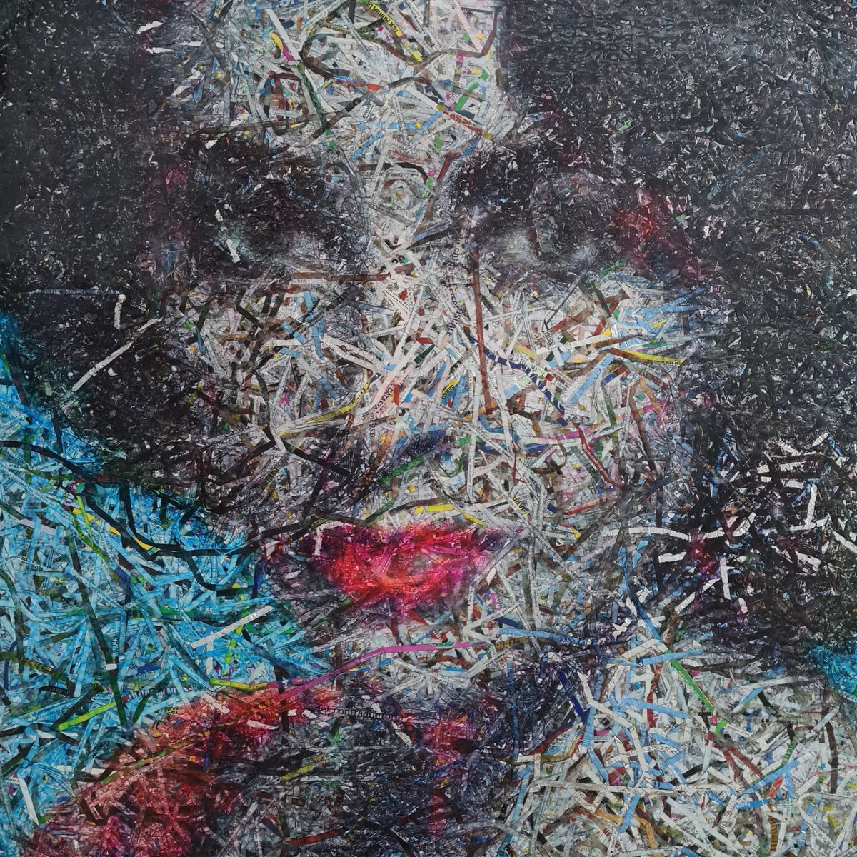 Impressionistic Portrait Collage By Alessio Mazzarulli, 33 X 33, Liz - Not Your Doll (N.709), Original Artwork