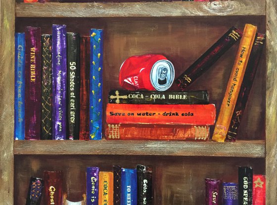 Bookshelf with coca-cola