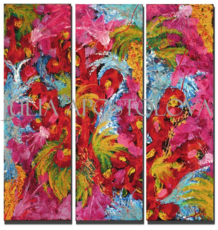 Three Part Painting Floral Abstract Art Modern Artfinder