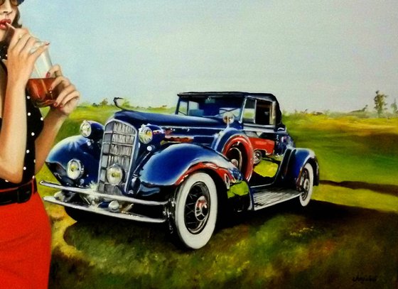 Pin up with vintage car