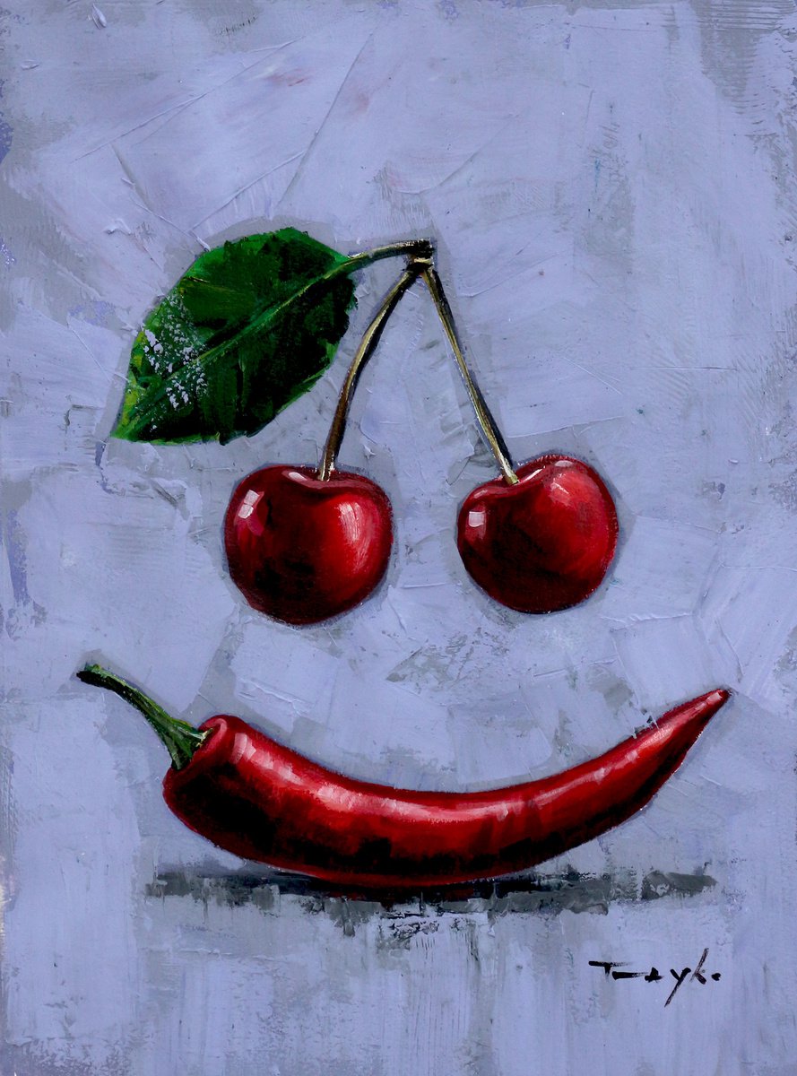 Smiling Cherries. Funny Delicious Fruits. Smiling. Healthy Food. Cherry fruit nutrition fa... by Trayko Popov
