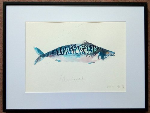 Original Mackerel Watercolor Painting by Hannah Clark