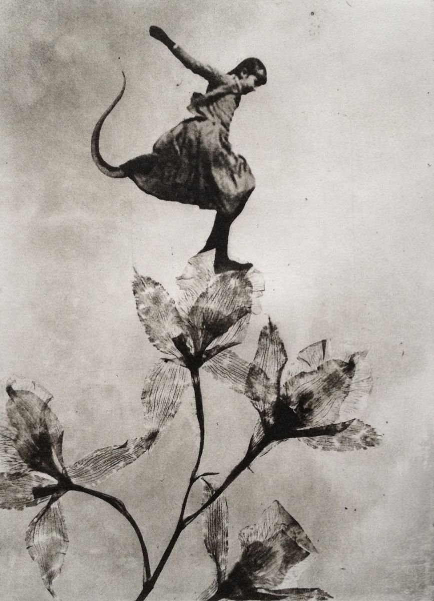 Surrealistic Portrait Etchings & Engravings By Jaco Putker, 8 X 11, The Girl And The Flowers, Original Artwork