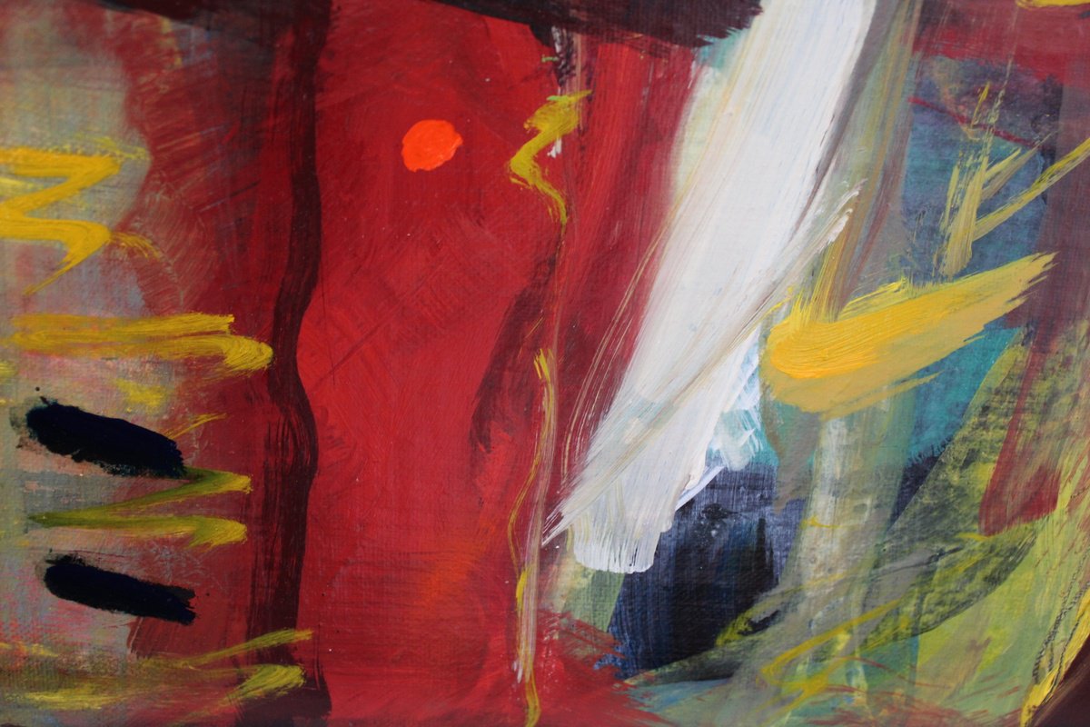 Expressive Abstract Oil Painting By Victorine Follana, 16 X 16", Chaos, Original Artwork