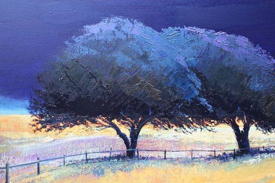 Blue Trees Intense 2 Large Original Oil Painting (30"x40")