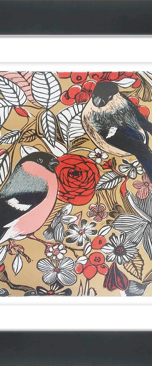 Bullfinches chinoiserie by Carolynne Coulson