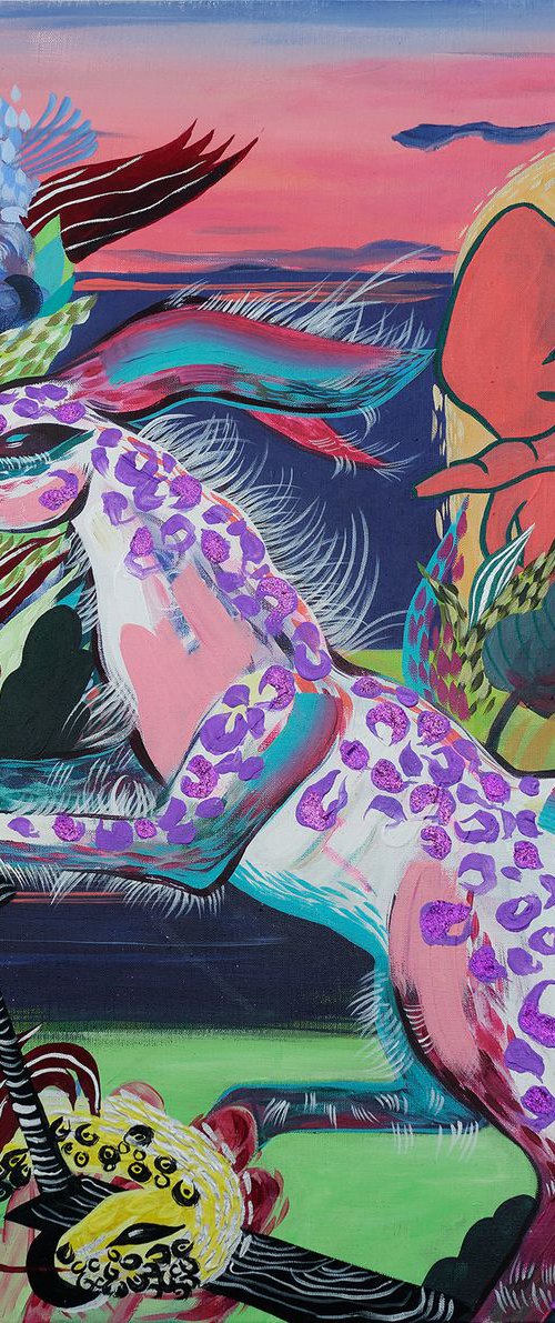 White rabbit walk on white nights. Elephant and wolf by Anna Lutrea