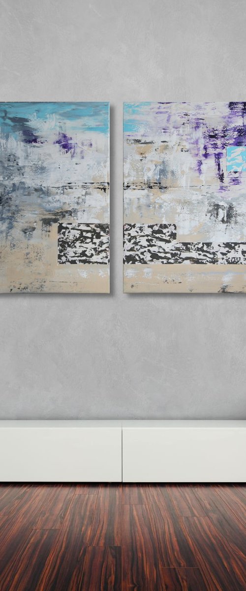 Haze (165 x 80 cm) XXL (66 x 32 inches) Diptych by Ansgar Dressler