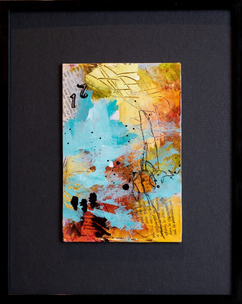 21 - Small abstract painting with mat by Chantal Proulx