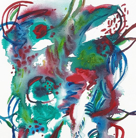 "Synapses" Abstract Acrylic Painting on Paper. Abstract Artwork