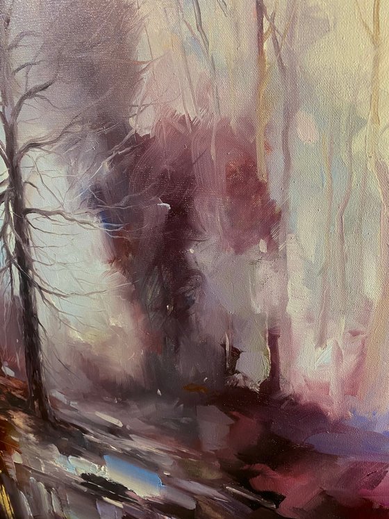 "Near the forest” 70x70cm large original painting