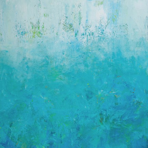 Aqua Seas 210719, minimalist abstract blue seascape by Don Bishop